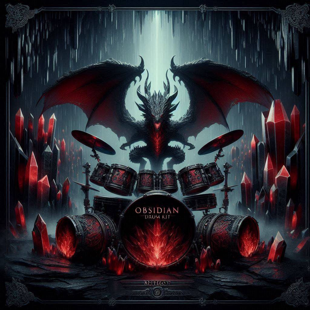 Obisidan Trap Drum Kit cover art featuring 175 drums and 56 Trap drum MIDIs.